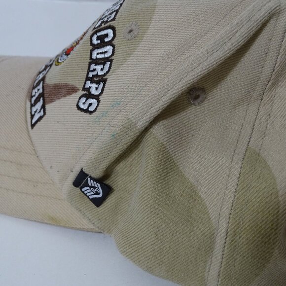 US Marine Corps Veteran Cap Tan Camo Adjustable Strap Back Men One Size FLAW - Picture 13 of 13